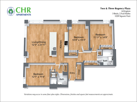 Floor plan for 3 beds, 2 baths, 2072 sqft